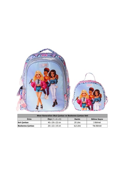 Wow Generation Music İkili Okul Çanta Seti - Lila Music Desenli Kız Çocuk Setwg-w6044b Çok Renkli