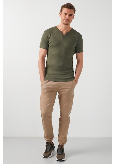 Buratti Pamuklu V Yaka Slim Fit Erkek T Shirt 5902122 Haki