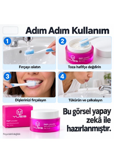 Yues Pap+ Diş Beyazlatıcı Toz Nane Aromalı 12 G Gs-004pn