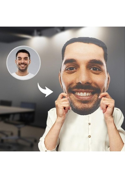 Yüz Kafa Fotoğraflı Yastık Kişiye Özel Çok Renkli