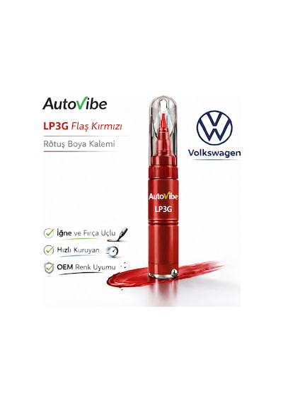 Lp3g Flaş Kırmızı Rötuş Boya Kalemi Volkswagen Audi Skoda Seat Çizik Giderici Oem