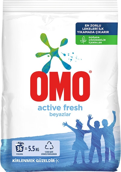 3 Adet Omo Active Fresh 5,5 Kg Beyazlar