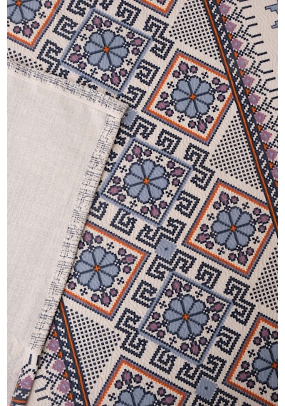 İndigo Etnik Desenli Çift Kişilik Baskılı Pike & Yatak Örtüsü 200x230 Cm