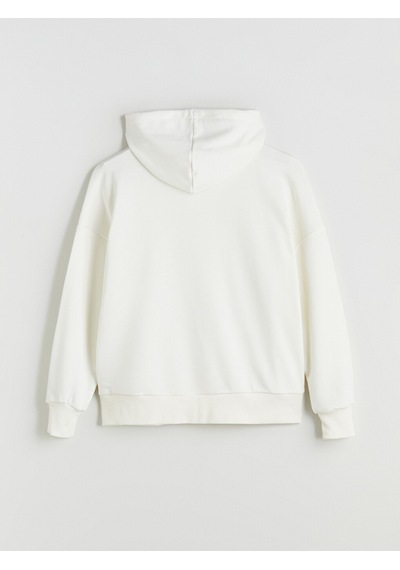 Lcw Vision Ekru Kapüşonlu Oversize Kadın Fermuarlı Sweatshirt