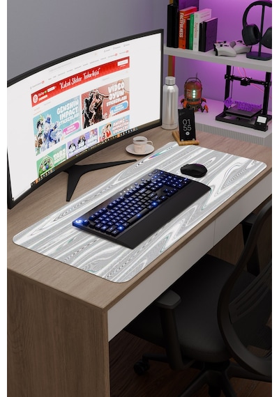 Glitch Kaymaz Dikişli Kauçuk Oyuncu Mousepad V5 - 90x40 Xxl Gaming Mouse Pad Fare Altlığı