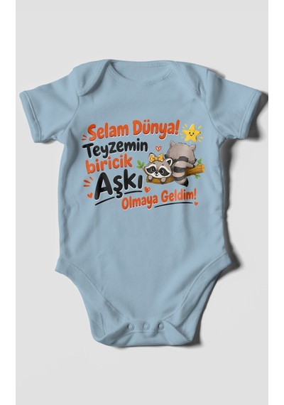 Morivokids Teyzeye Özel Kısa Kollu Bebek Body %100 Pamuk Zbn189-kk Bebe Mavisi