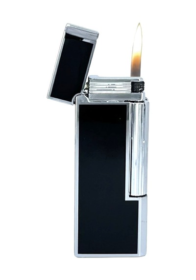 Zenit Krom Rengi Köşeli Soft Flame Çakmak - Siyah Siyah - Gri