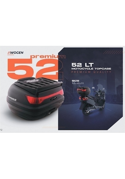 Wogen Motosiklet Arka Çantası 52 Lt Üst Bagaj + Sırt Dayama Siyah