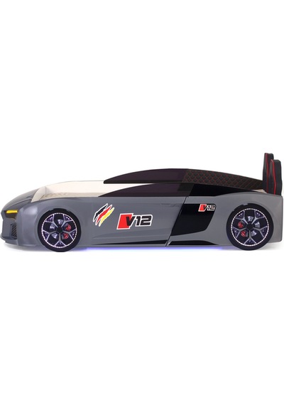 Gri Arabalı Yatak V12 Audi Full Ledli Kumandalı Ve Müzikli Gri Arabalı Yatak V12 Audi Full Ledli Kumandalı Ve Müzikli