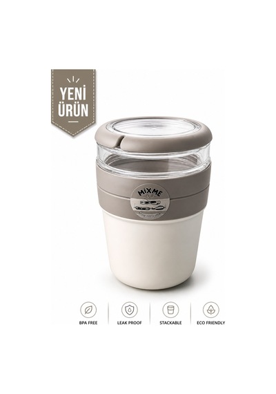 Emilahome Mıxme Muesli Cup 650 Ml Beslenme Kabı &yoğurt Kabı & Mama Kabı Bej - 873535709 Bej