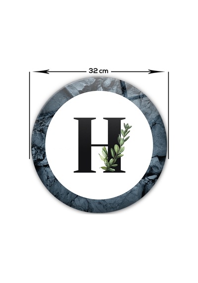 Decorita Cam Kesme Tahtası - Cam Kesme Tablası - Harfli Tasarım H Çap 32 CM