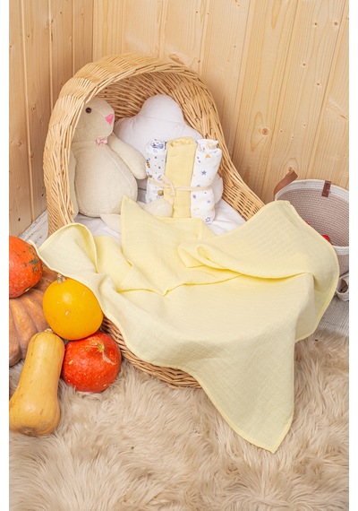 Luckka 3'lü Çok Amaçlı Müslin Örtü Seti - 75x75 Cm - Ztc200 Sarı Sarı
