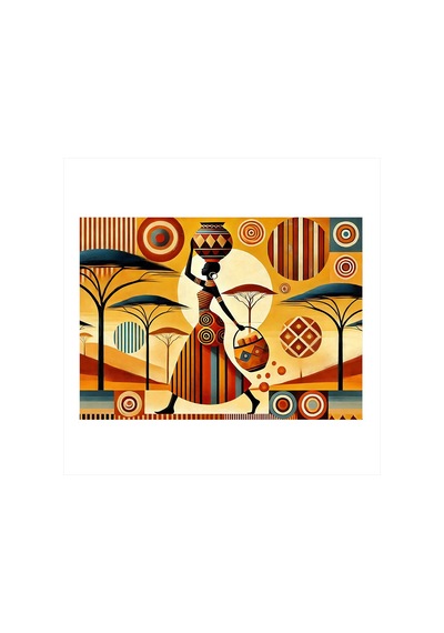 Afrika Sanatı Tarzında Kadın Figürü Tasarım Ahşap Tablo