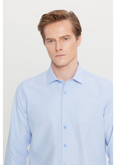 AC&Co / Altınyıldız Classics Ütülemesi Kolay Slim Fit Dar Kesim Klasik Yaka Pamuklu Erkek Gömlek Açık Mavi