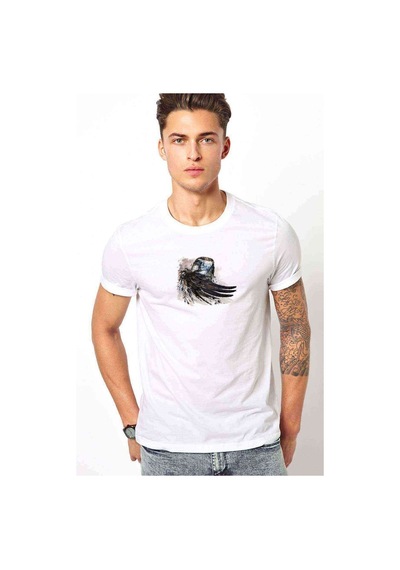 Owl Kuş Baskılı Beyaz Erkek Tshirt (528983791)