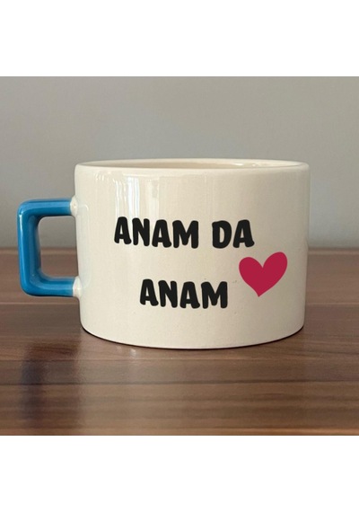 Anam Da Anam Baskılı Kadınlar Günü Mavi Kulplu C Fincan