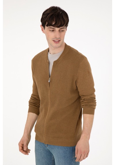 U.s. Polo Assn. Erkek Haki Melanj Hırka Triko 50288870-vr125 Haki