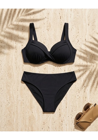 Büyük Beden Kaplı Toparlayıcısiyah Bikini Takım Siyah