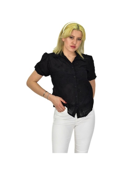 Kadın Brodeli Kısa Kol Bluz Bgl-st0371 001