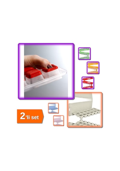 12 Bölmeli Kapaklı Pratik Buz Kalıbı Yapışmaz + 12 Bölmeli Buz Kalıbı - 2li Set B4x9p5 Plastik Diğer
