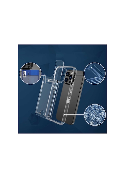 Apple iPhone Uyumlu 13 Pro Max Sert Kart Girişli Şeffaf Premium Silikon Kılıf Col465-şeffaf