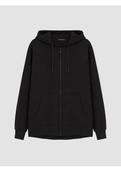 Lcw Modest Siyah Soft Touch Kadın Fermuarlı Sweatshirt