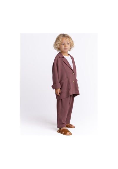 Cigit Keten Blazer Ceket 2-7 Yaş Mürdüm