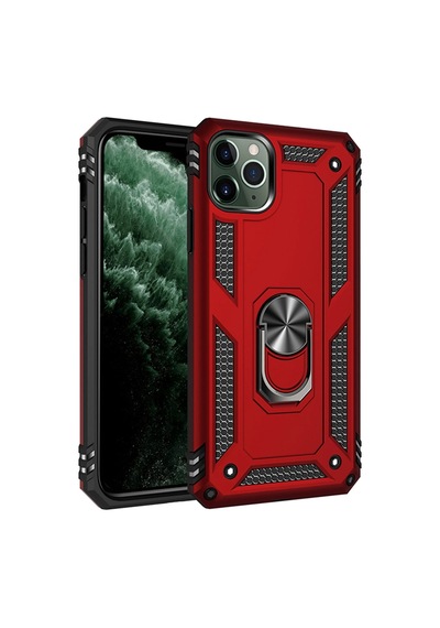 Gld-spt- Newface Apple Uyumlu iPhone 11 Pro Max Kılıf Sofya Yüzüklü Silikon Kapak - Kırmızı