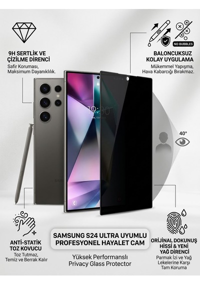 Samsung S24 Ultra Uyumlu Hayalet Ekran Koruyucu Cam