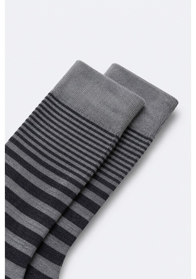 Morven Erkek Gri Bambu Çizgili Desen Soket Çorap 25mc019004100 Gri