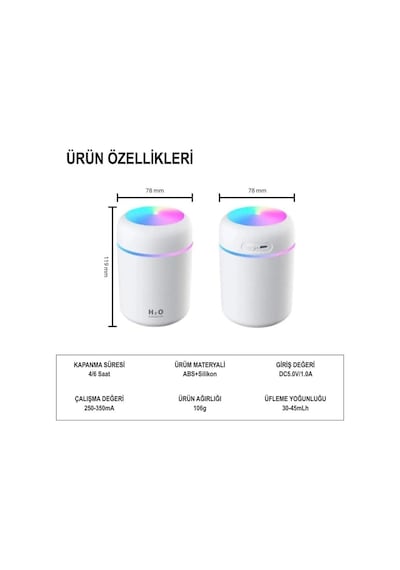 Babikamium Hava Nemlendirme Buhar Makinesi Beyaz + Su Bazlı Bahar Kokusu 50 ML