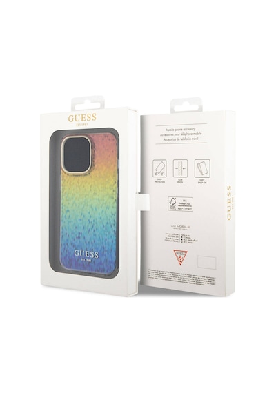Apple Uyumlu iPhone 15 Pro Kılıf Guess Lisanslı Yazı Logolu Mirror Disco Kapak