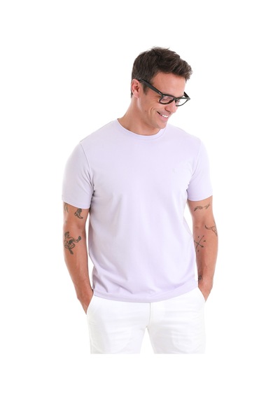 Hatemoğlu Lila Regular Fit Düz Bisiklet Yaka Pamuklu Triko Tişört 35102023c003 013 Lila