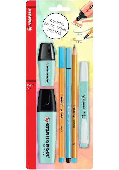 Kalem Seti - Tek Pastel Renk - 6'lı Set - Mavi