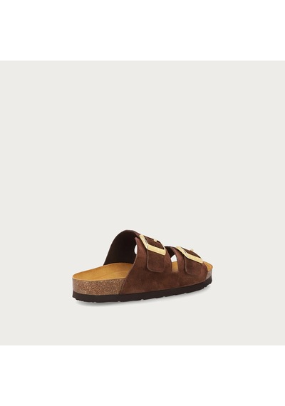 Cocoa Terlik Kadın 17b8 Frau Suede Double-strap Sliders Kahverengi