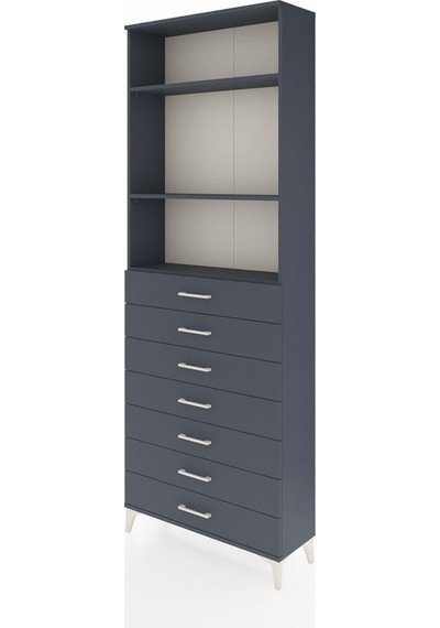 Arges Dolap 3 Raflı 7 Çekmeceli 88x30x243 Antrasit-antrasit Antrasit