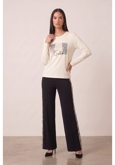 Guitar Relax Fit Ekru Penye Bluz
