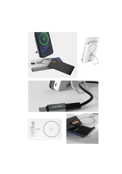 Lenyes Pw0006d Pd 20w Hızlı Şarj Özellikli Kartlıklı Standlı Wireless Powerbank 15w 5000mah Beyaz