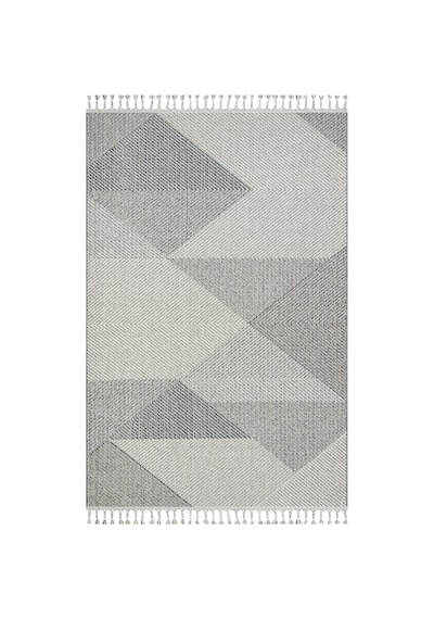 Loft Lf08 Geometrik Desenli Gri Modern Salon Halısı Hav Toz Vermez