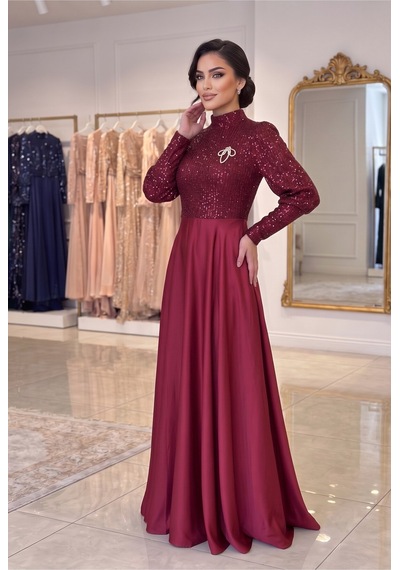 Dorne Moda Üstü Pul Paletli Altı Saten Kloş Detaylı Mezuniyet Ve Nişan Abiye Elbise Bordo Bordo Dorne Moda Üstü Pul Paletli Altı Saten Kloş Detaylı Mezuniyet Ve Nişan Abiye Elbise Bordo Bordo