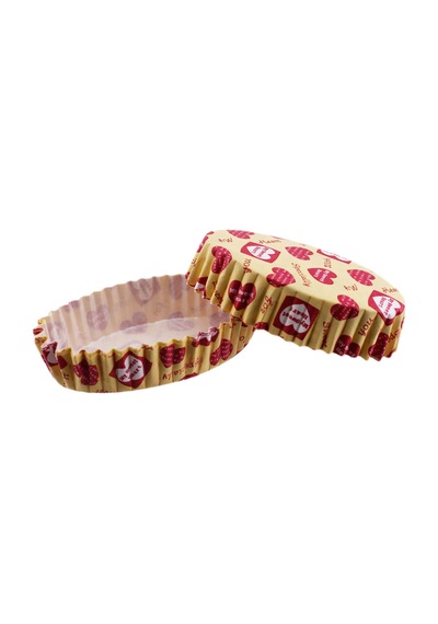 Cupcake Kalıbı Pet Kapsül Oval Sarıya Kırmızı Kalpli Yazılı Kek K
