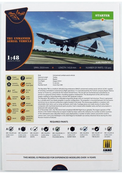 1/48 Tb.2 Silahlı İnsansız Hava Aracı Maketi, Clear Prop Models 4809