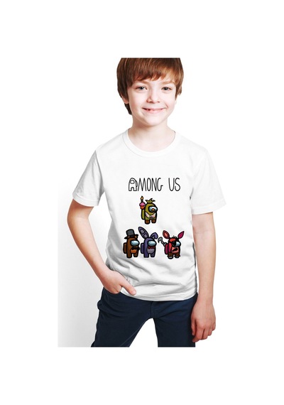 Startmore Among Us Baskılı Unisex Çocuk Tişört H05 BEYAZ