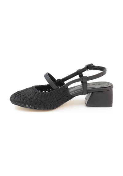 Nesilshoes Nesil Shoes Pine 2023 Siyah Topuklu Örgü Kadın Sandalet