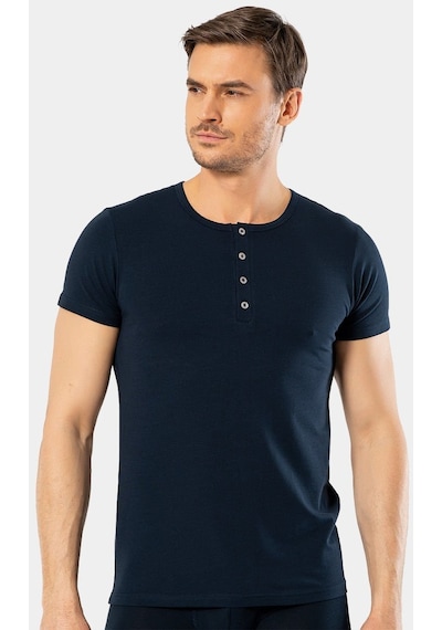 Cacharel Erkek Bisiklet Yaka Düğmeli T-shirt 1308/lacivert 001