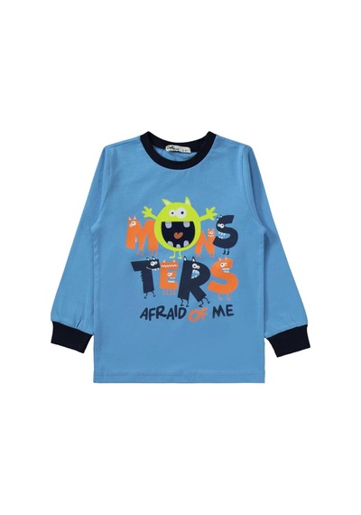 Monster Baskılı 2-5 Yaş Pijama Takımı - Lacivert