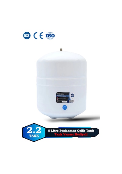 Sumarkt Su Arıtma Cihazı Metal Genleşme Su Tankı 8 Lt Nsf Belgeli Su Arıtma Deposu Tank Vanası Hediyeli