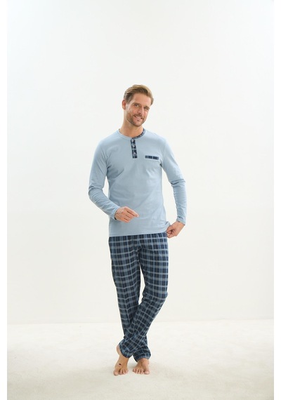 Sevim Erkek Uzun Kol Açık Mavi Pijama Takım C6t4n4o9 001