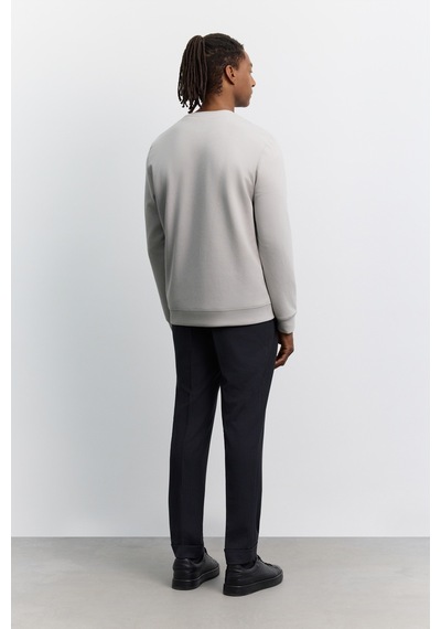 Avva Erkek Gri Bisiklet Yaka Kolay Ütülenen Baskılı Pamuklu Regular Fit Sweatshirt A62y1214