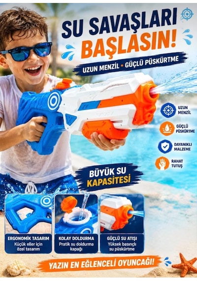 Dev Boy 62 Cm Su Tabancası - 1000 Ml Su Haznesi İle Yazın En Eğlenceli Savaşları Başlasın